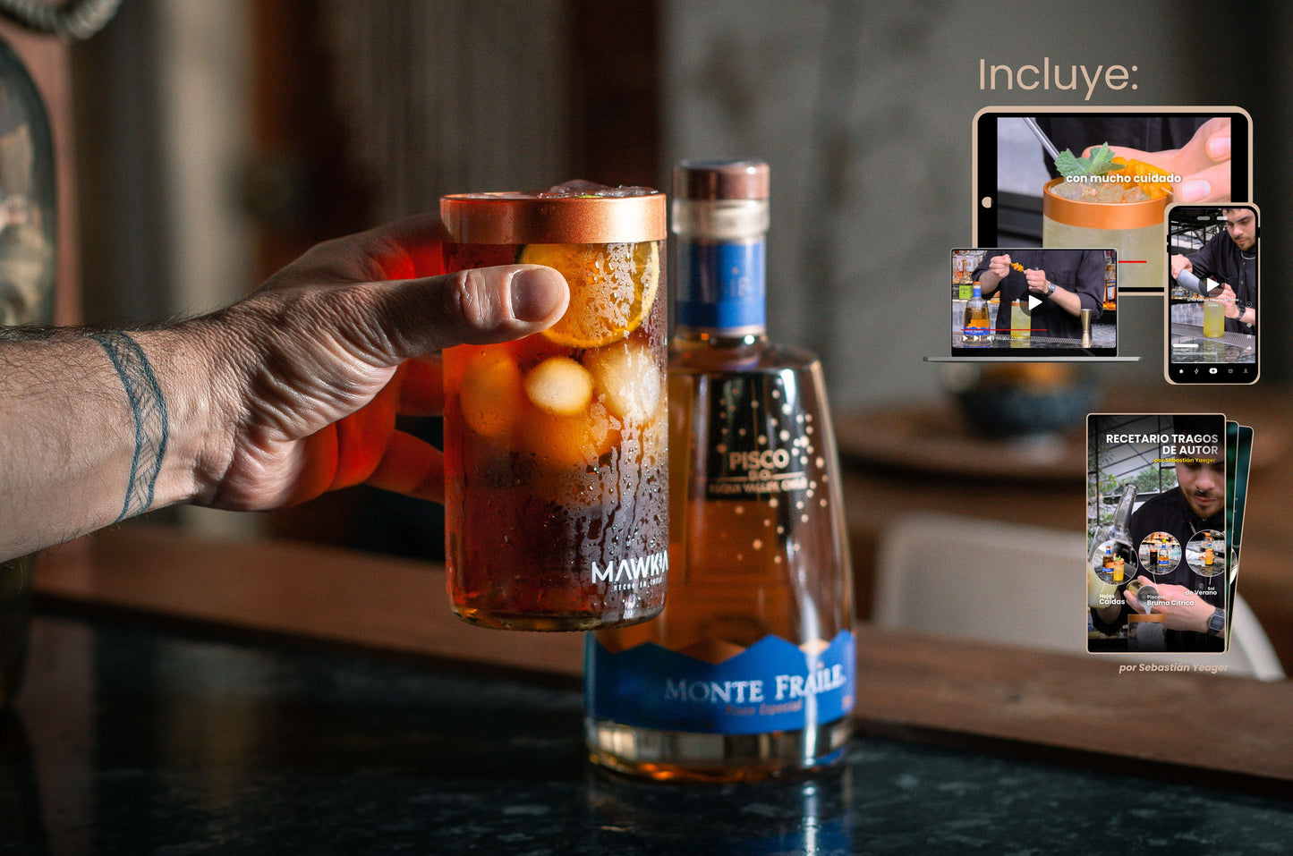 Pack Piscolero Nacional + Pisco Monte Fraile de REGALO + Recetario de autor + Videos guiados por un Barman