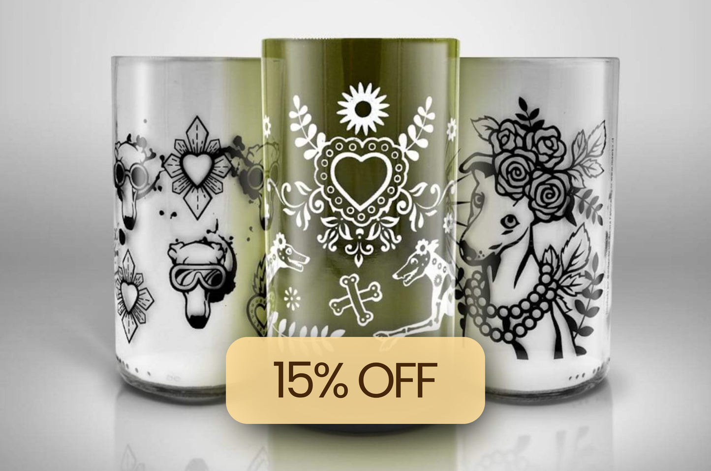 Corazón de Galgo - Set de 3 vasos (450 cc c/u)