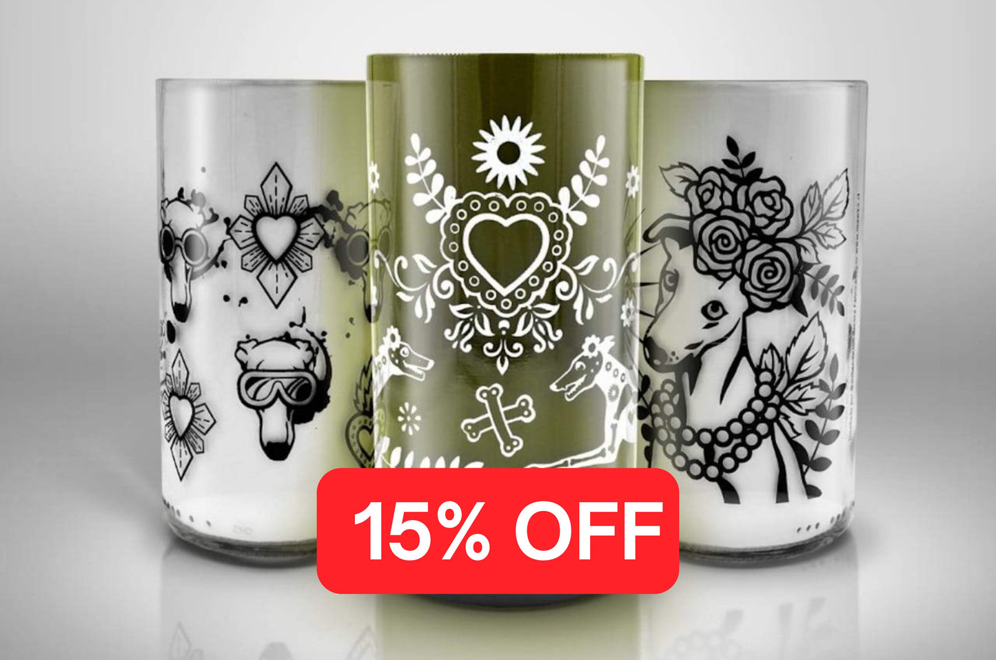 Corazón de Galgo - Set de 3 vasos (450 cc c/u)