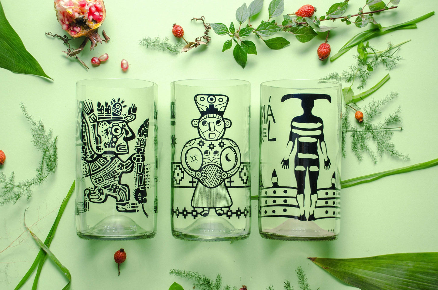 Pueblos Originarios - Set de 3 vasos (450 cc c/u)