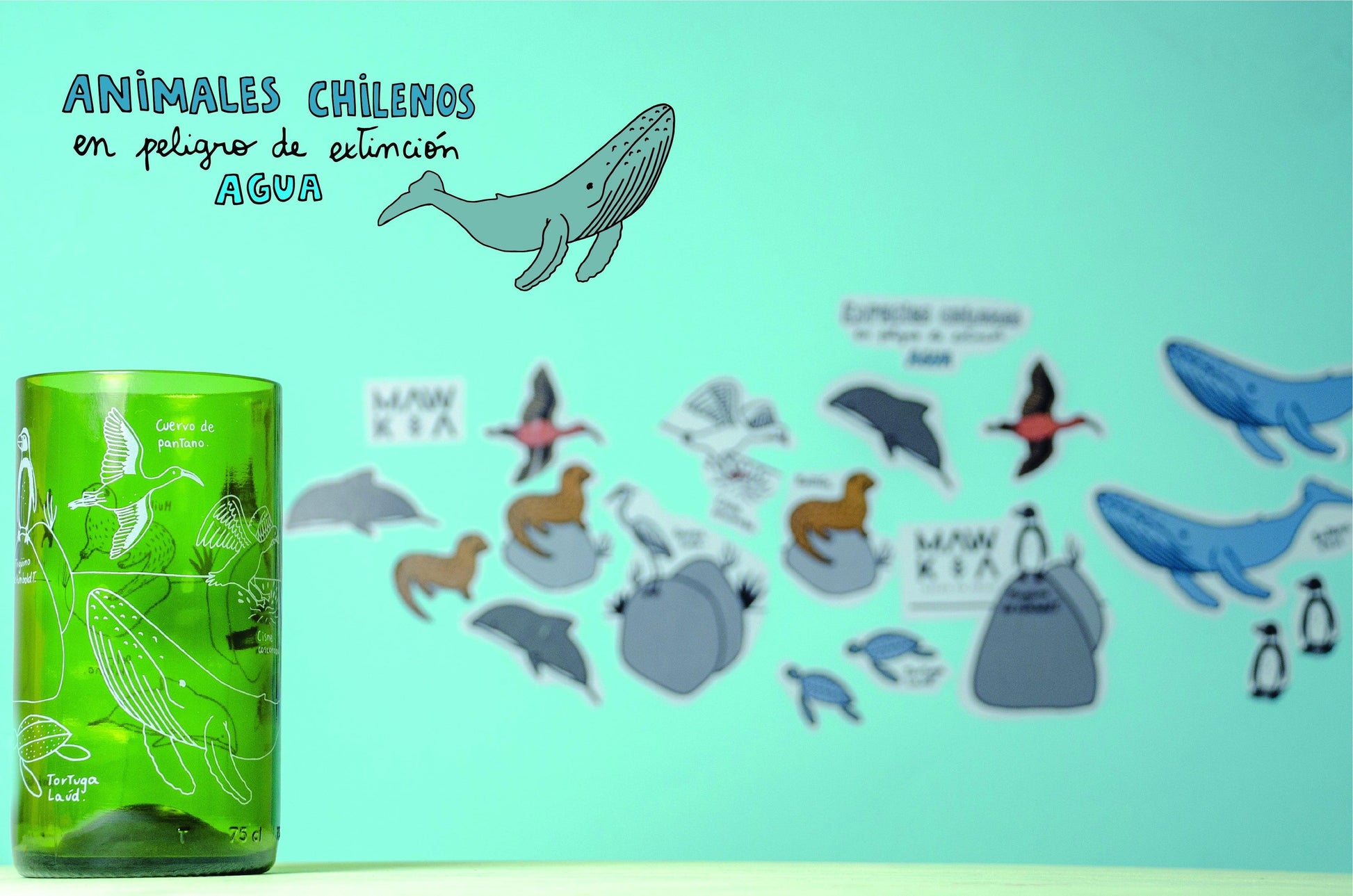 Set de 3 vasos Animales Chilenos en Peligro de Extinción - (450 cc c/u) - Mawka