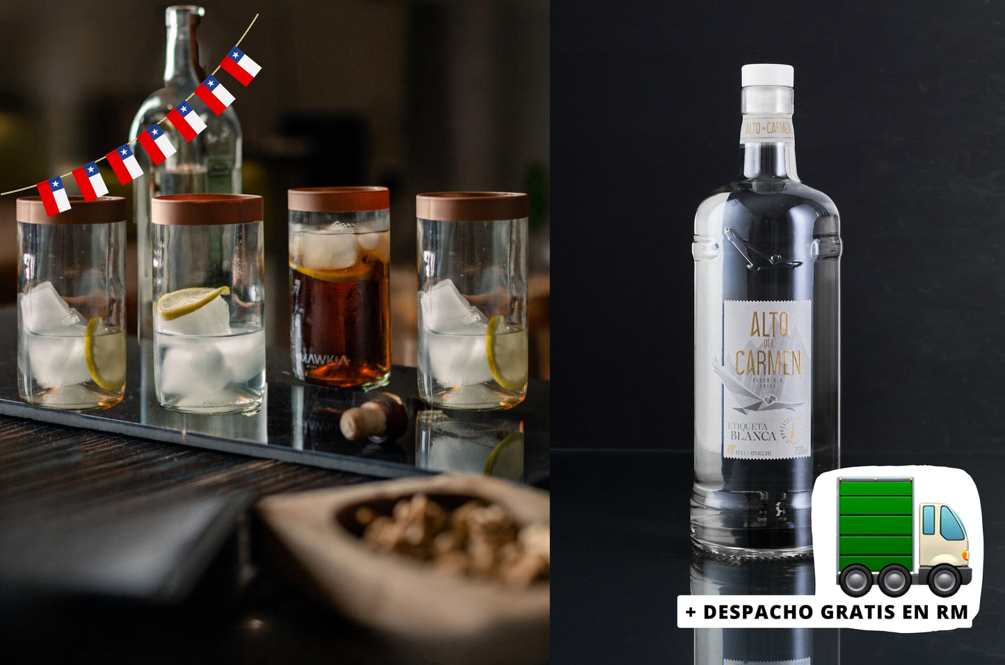 Pack Piscola Dieciochera: Piscolero Nacional + Pisco Alto del Carmen 40° + Despacho Gratis en RM