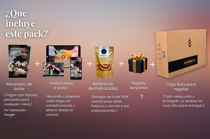 Pack Piscolero: Set de 4 vasos Piscolero Nacional + Pisco Monte Fraile + Recetario de autor + Videos guiados por un Barman + Botánico deshidratado + REGALO sorpresa GRATIS